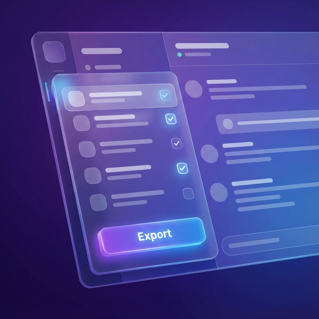 Channel selection popup with export options